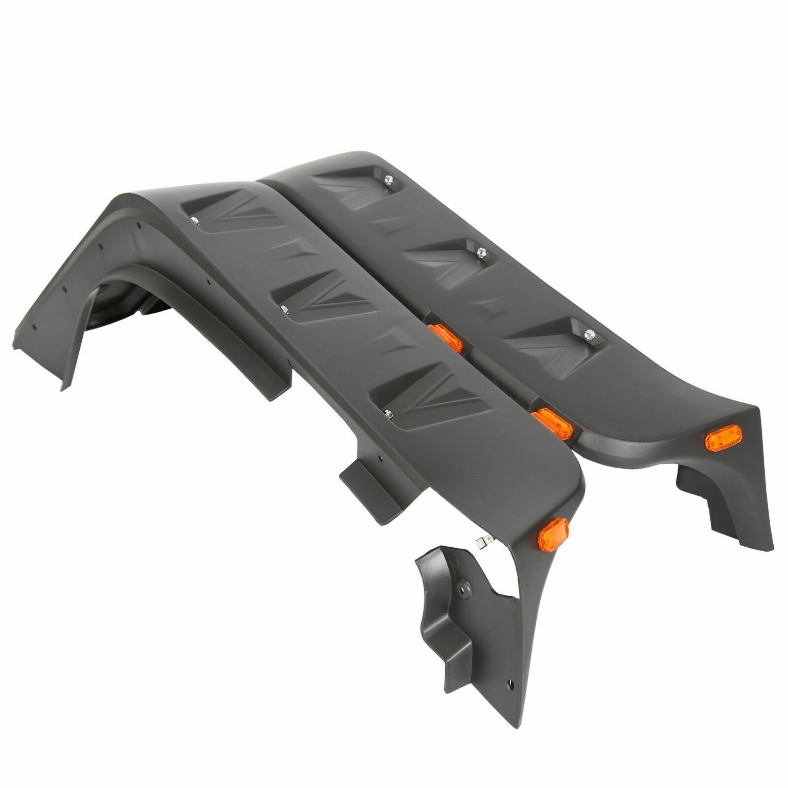 For 07-18 Jeep Wrangler JK Pocket Rivet Style Smooth Fender Flares w/LED 4PCS