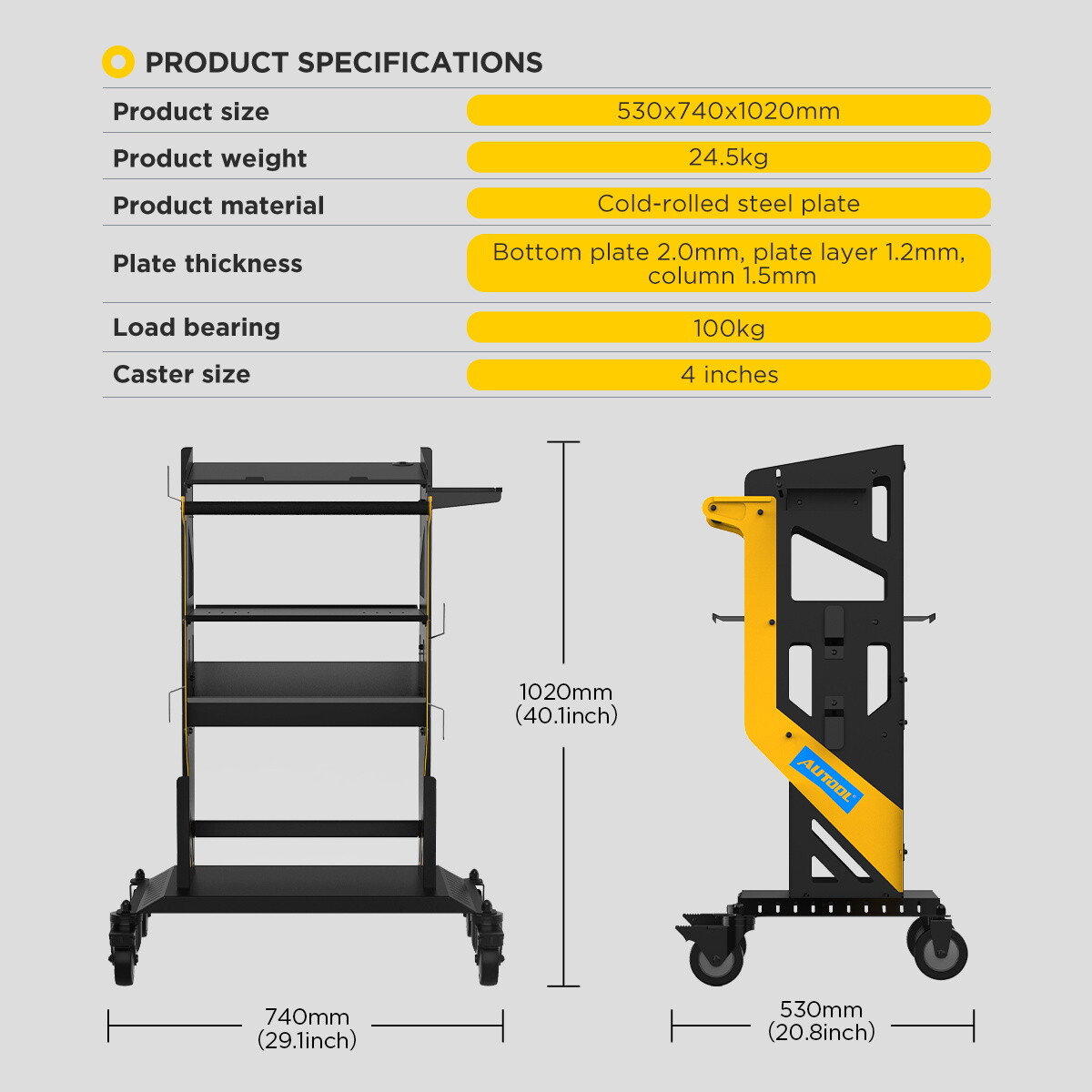 Automotive Diagnostic Service Rolling Trolley Mechanics Rolling Cart Workshops