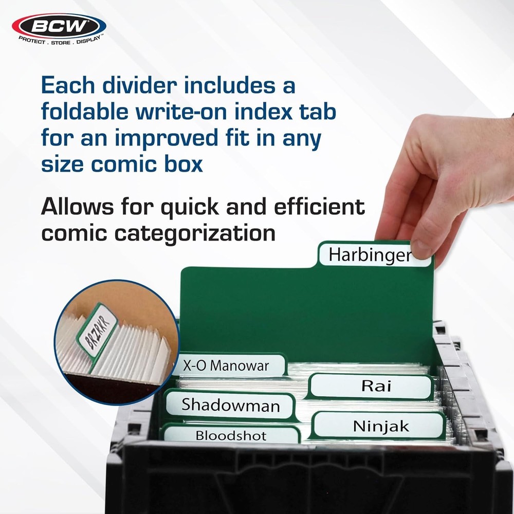Space-Saving Creased Tab Comic Dividers - 25 Pack