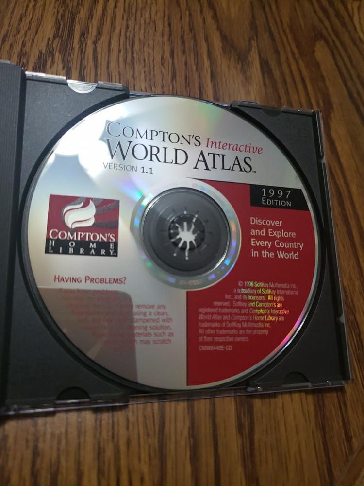 Comptons Interactive World Atlas 1997 Edition PC CD-ROM Software Windows 95