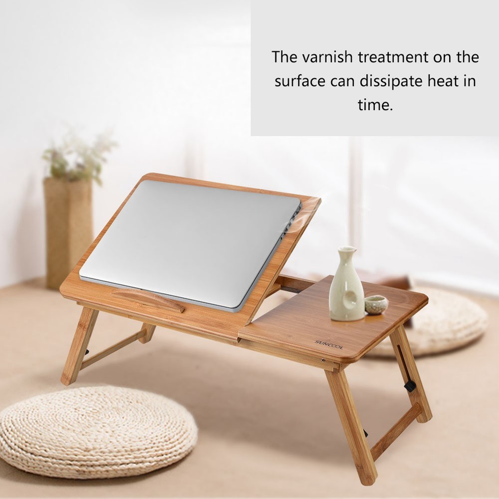 Foldable Bamboo Laptop Desk Height Notebook Stand Bed Sofa Table with