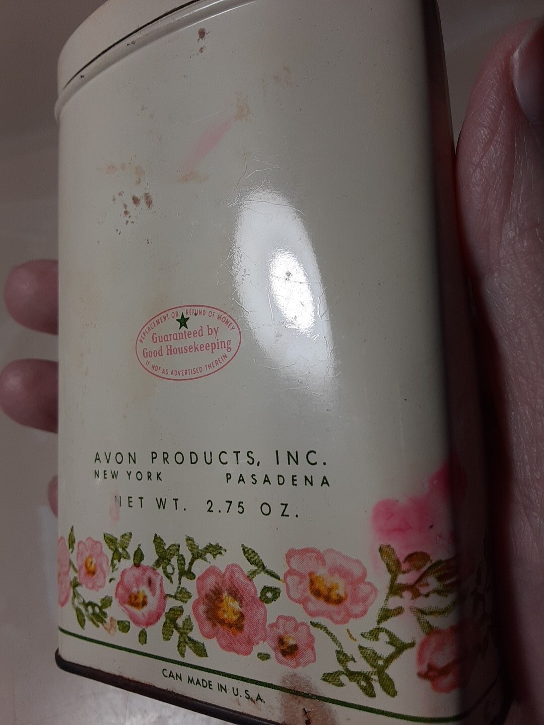 Vintage Avon TO A WILD ROSE Perfumed Talc Powder Tin w/partial contents