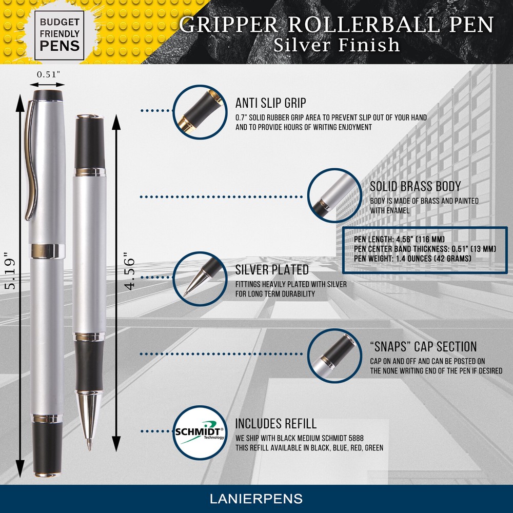 Gripper Roller Ball Pen – Silver