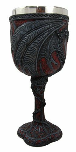 Ebros Celtic Dual Dragon Romantic Heart Vial Of Blood Wine Goblet 7"H Chalice