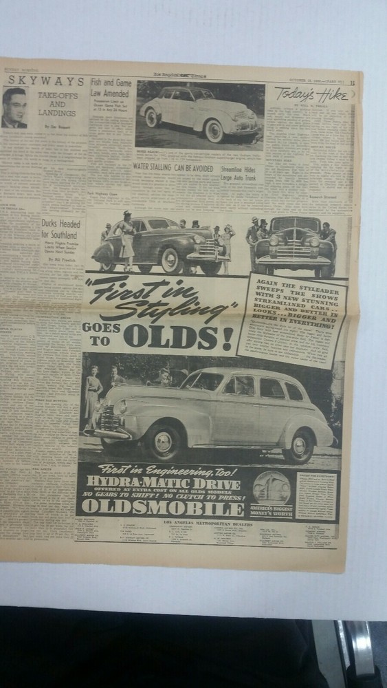 1940 Oldsmobile and Studebaker  newspaper ad
