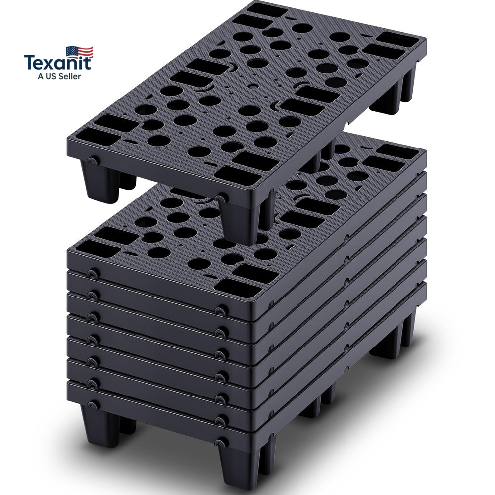 8 Pcs Plastic Pallets for Basement Storage Nestable Moisture Waterproof Lightwei