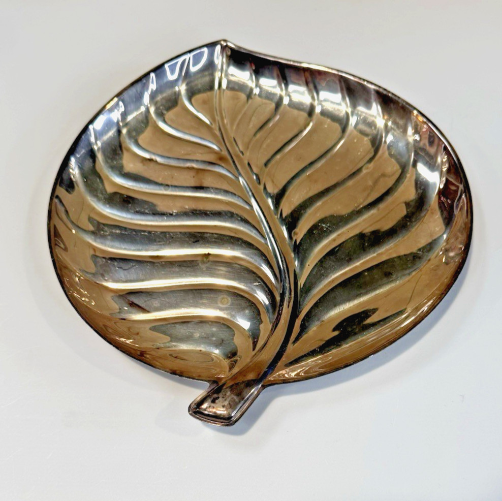 Vintage International Silver Company 8" Silver Leaf Serving Tray Plate