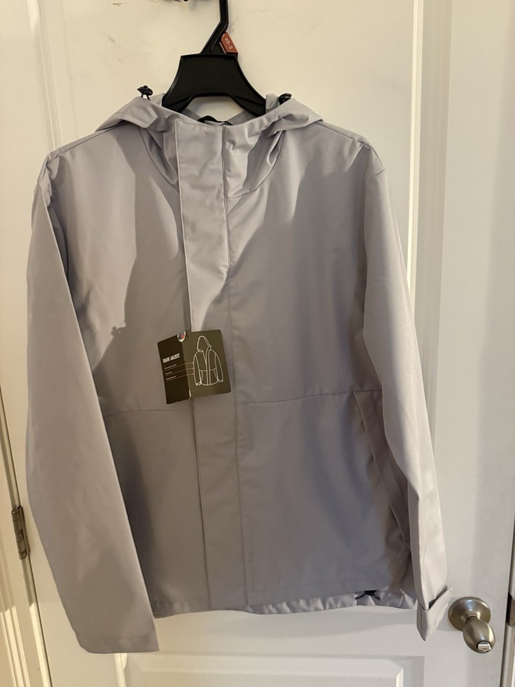 Ozark Trails Rain Jacket Gray Size Medium Water Resistant- Vented Back + Pockets