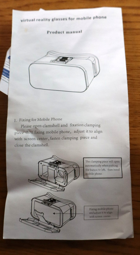VR Park Virtual Reality Glasses Only...No Bluetooth Remote
