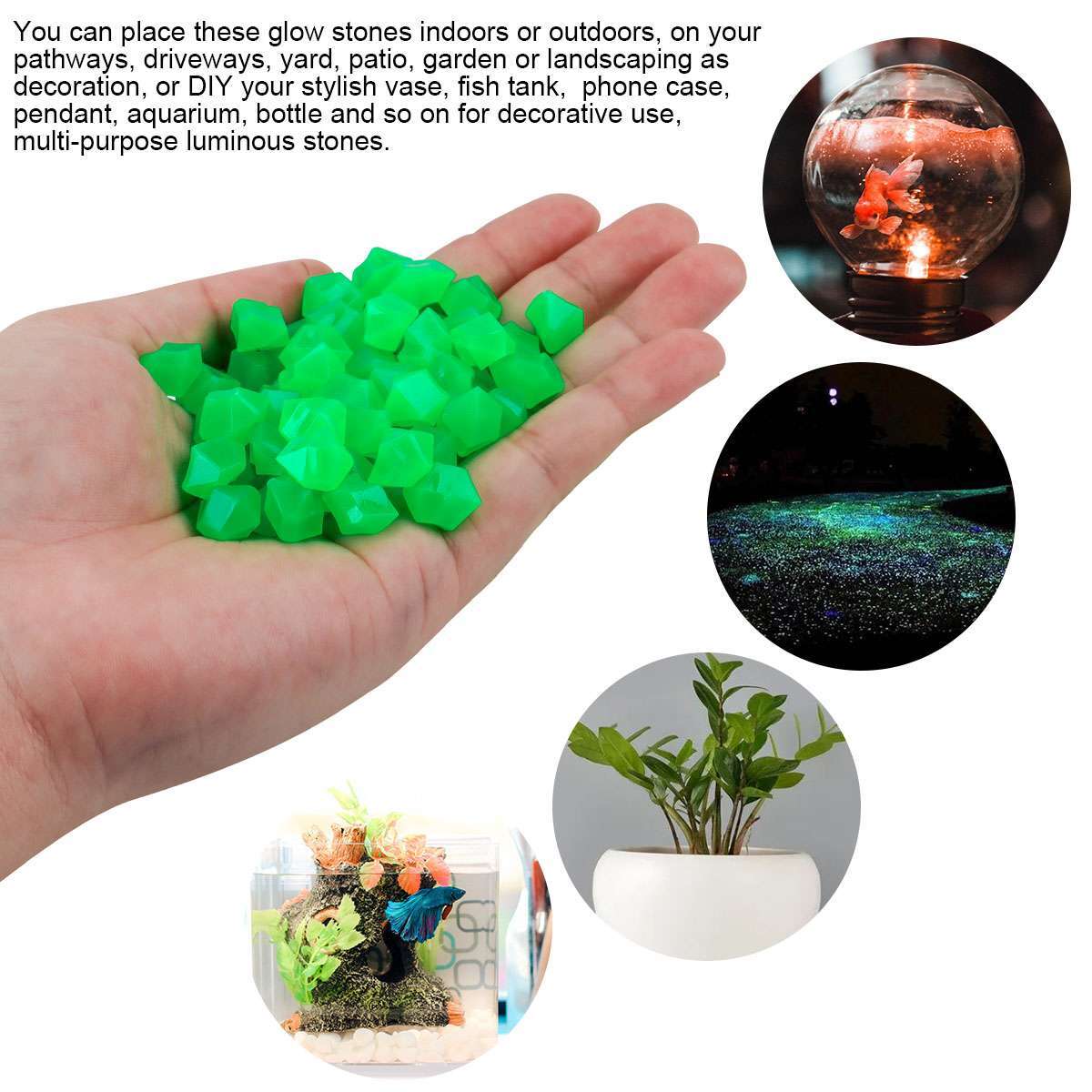 300-900x Glow in The Dark Pebbles Garden Glowing Rocks Fish Tank Luminous Stones