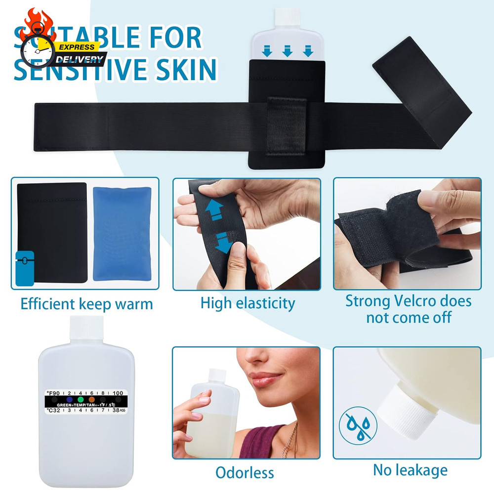 14 Pcs Urine Test Complete Kit Includes 2 White Portable Empty Bottles, Thermal