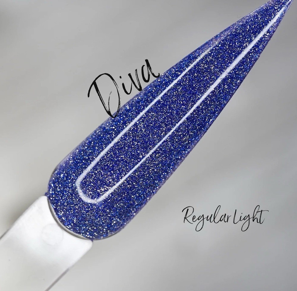 Ritzy Dips Nail Dip Powder Diva Reflective Glitter Dark Bright Solid Blue