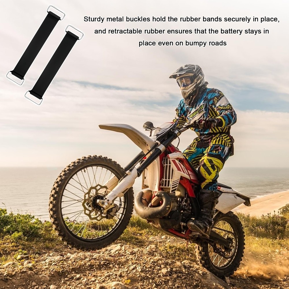 YTFRL 2PCS Motorcycle Battery Strap, Stretchable Rubber Straps 2 PCS