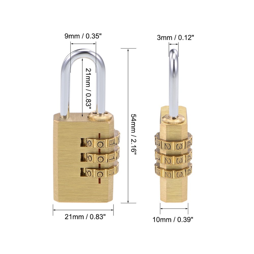 3 digits combination lock brass locks 3mm cricket diameter 2pcs