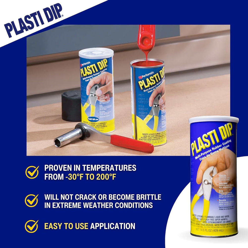 Red Liquid Rubber Dip Can - 14.5 Oz Peelable Coating for Tools & DIY Projects