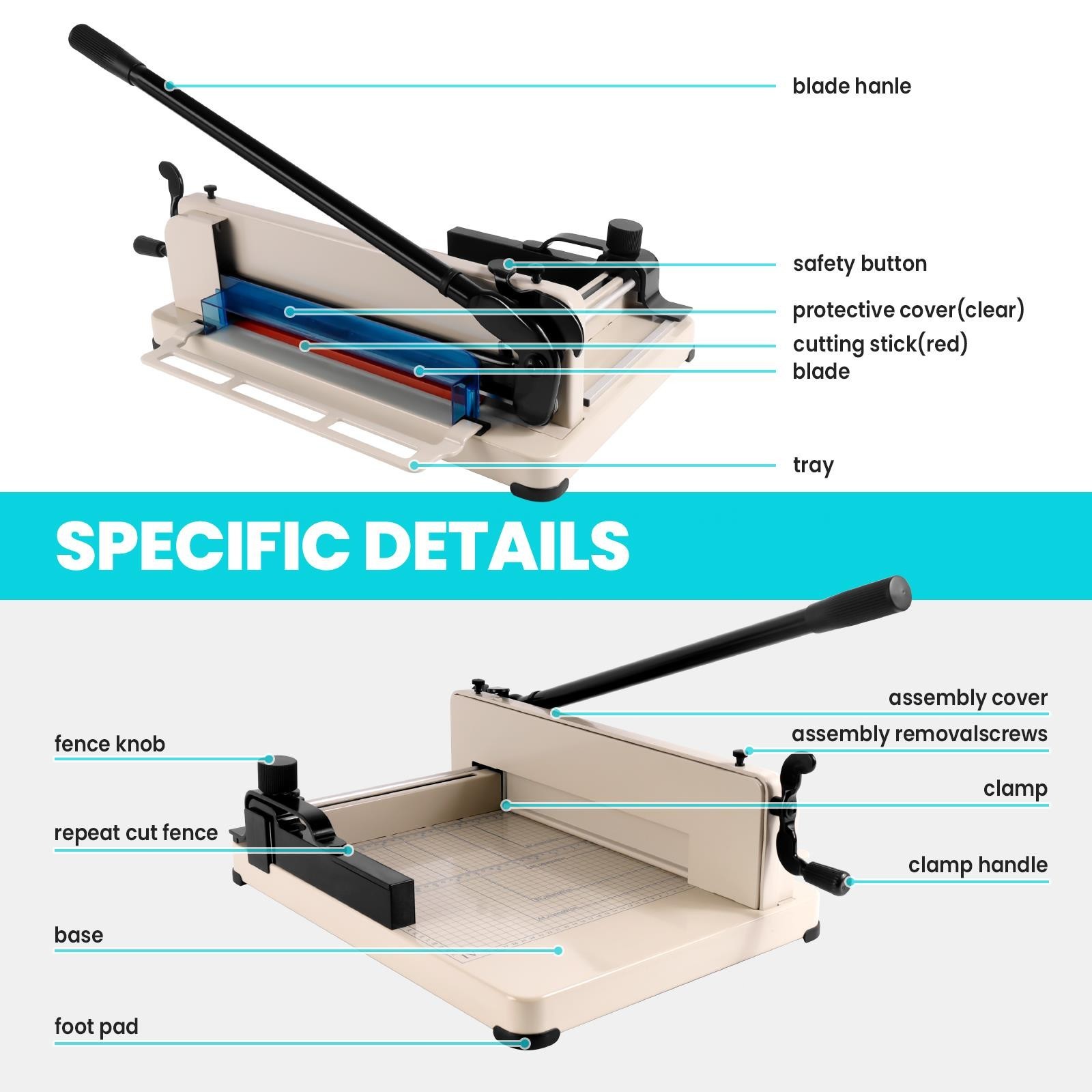 A4 12'' Heavy Duty Guillotine Paper Cutter, 400Sheets Paper Cutters and Trimmers