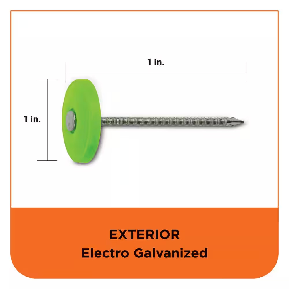 1 In. (2D) Electro Galvanized Ring Shank Nail with Plastic Cap (3000-Count)