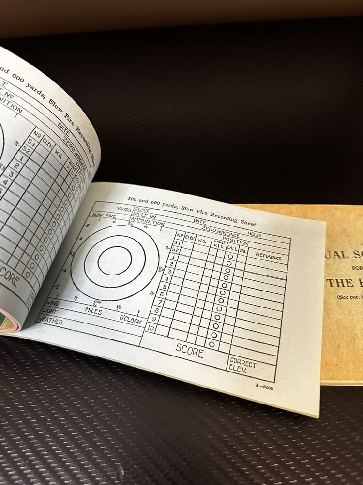 Rifle Individual Score Book dated April 10, 1926 Government Printing Office
