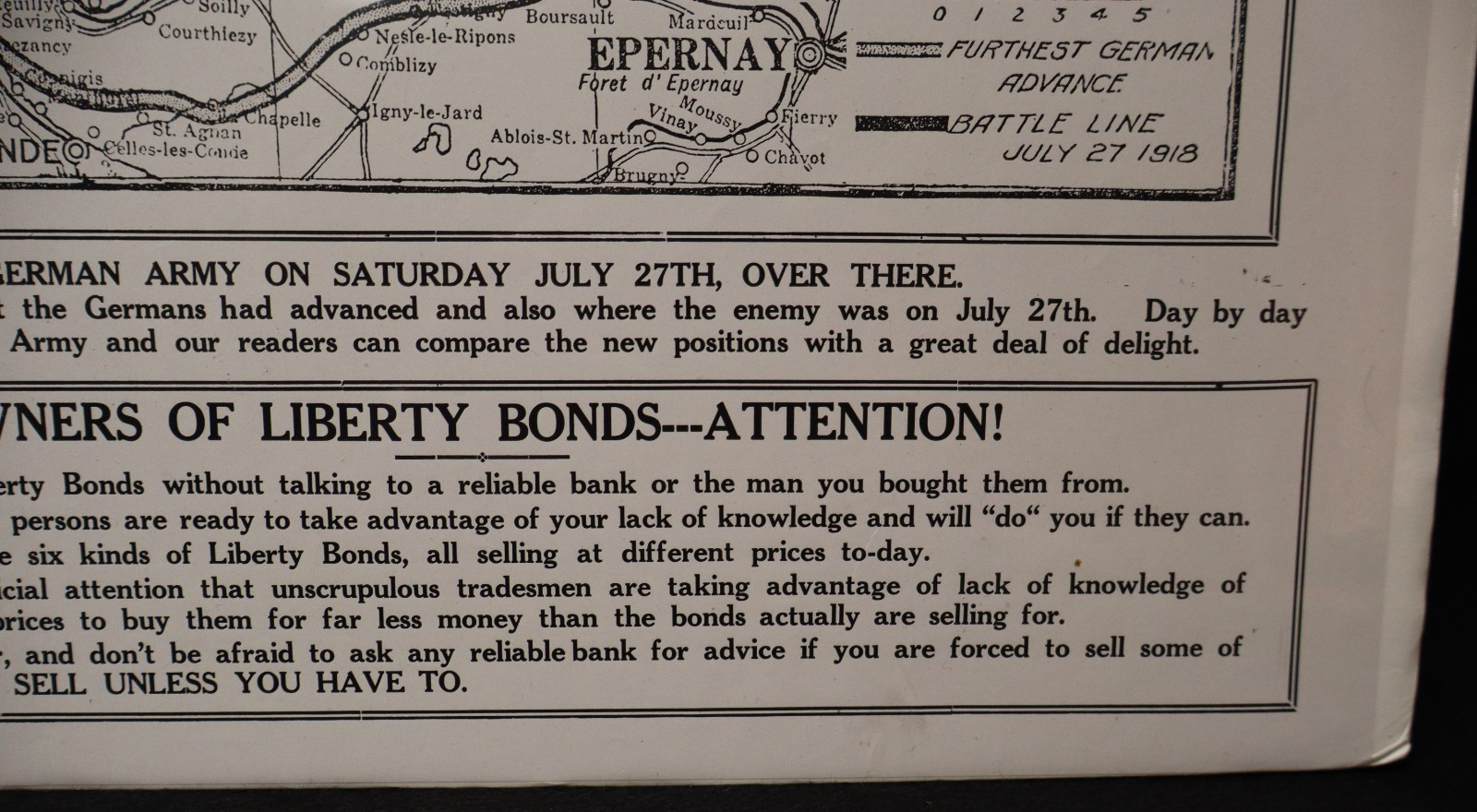 WWI US Homefront Liberty Bonds "Fighting in France for Freedom" Poster 18 x 19