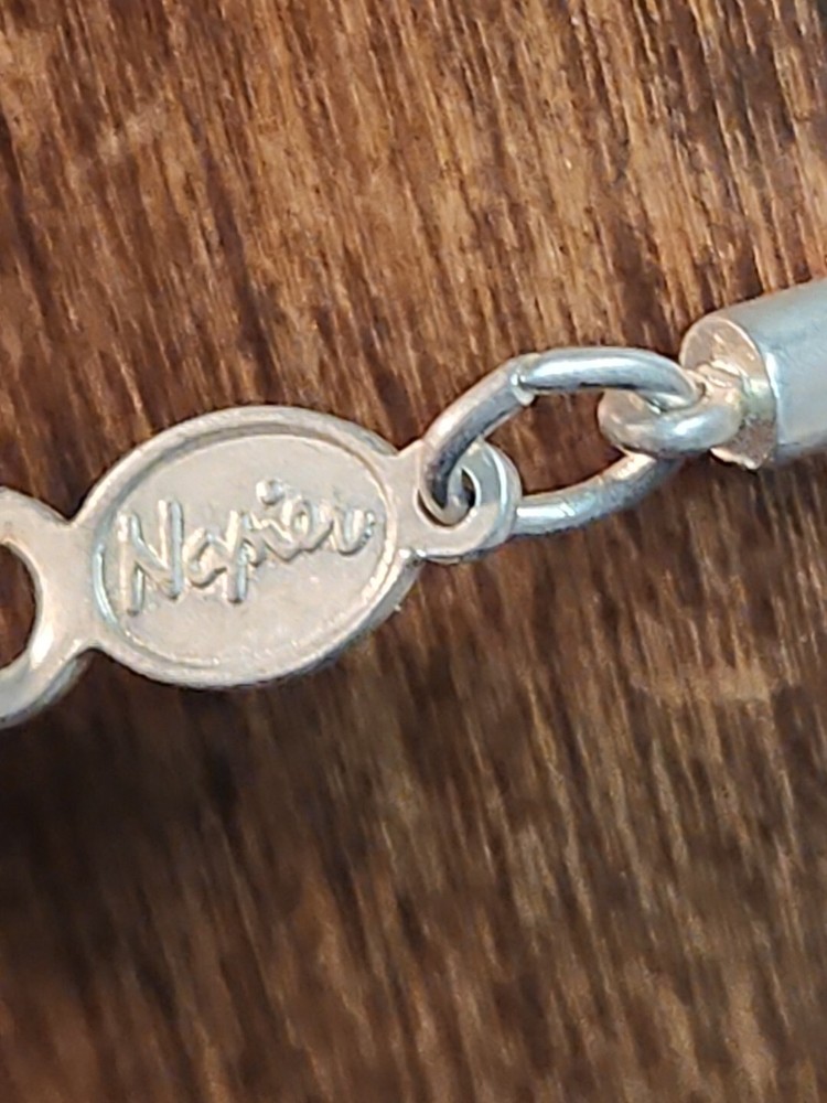 Napier Silver Tone Mesh Metal Bracelet With 3 Silver Tone Rectangular Silver...