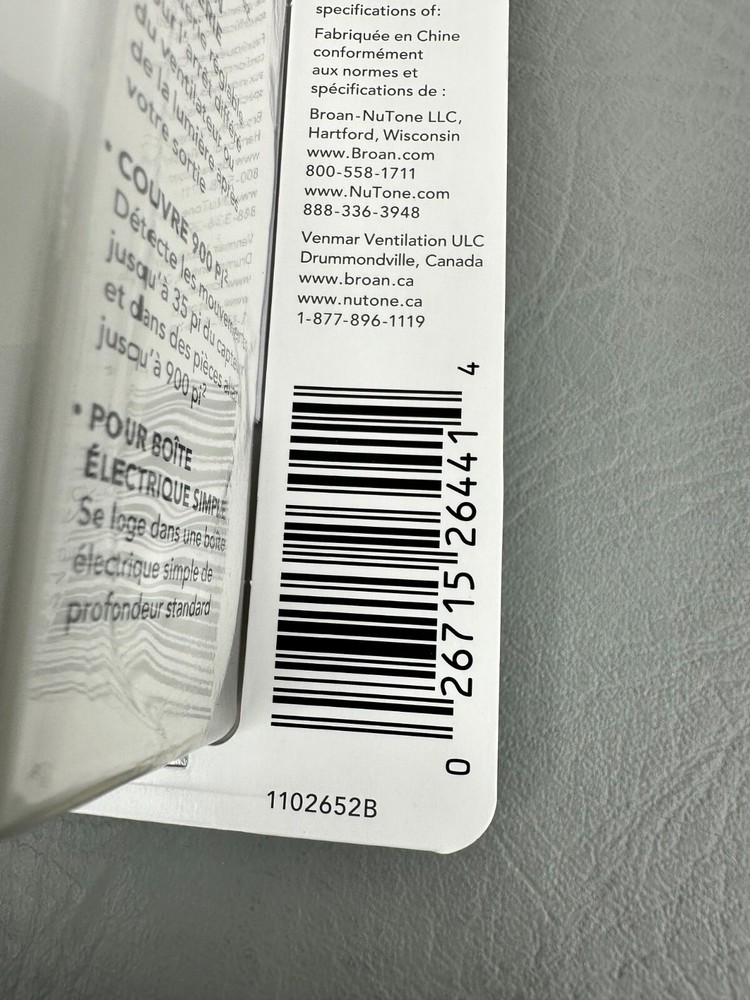 Broan NuTone MS100WR Occupancy Sensor New