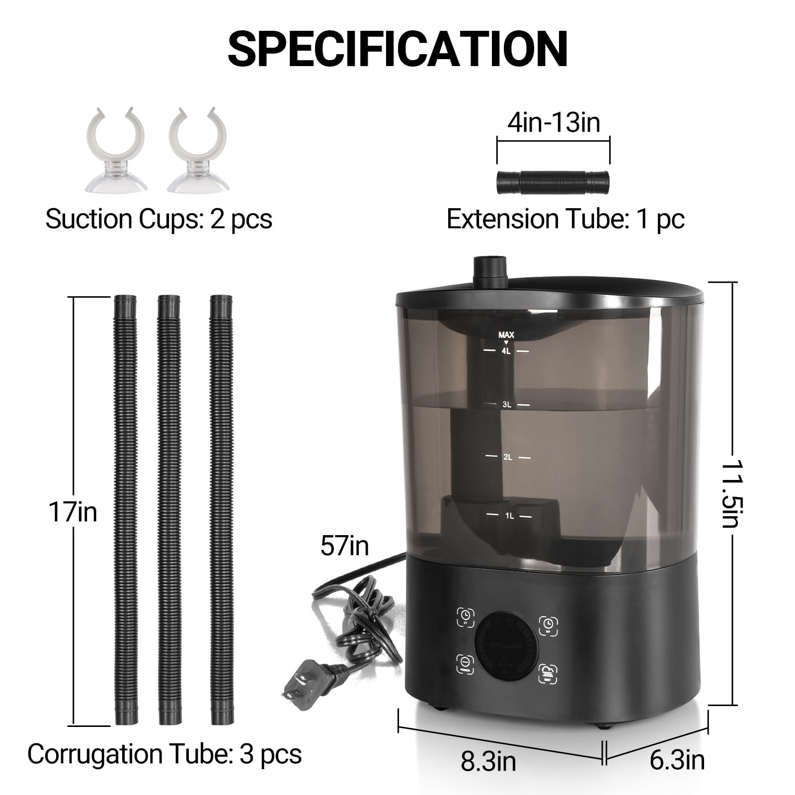 REPTI ZOO 4L Reptile Fogger Mister Humidifier w/ Integrated Tank, Digital Timer