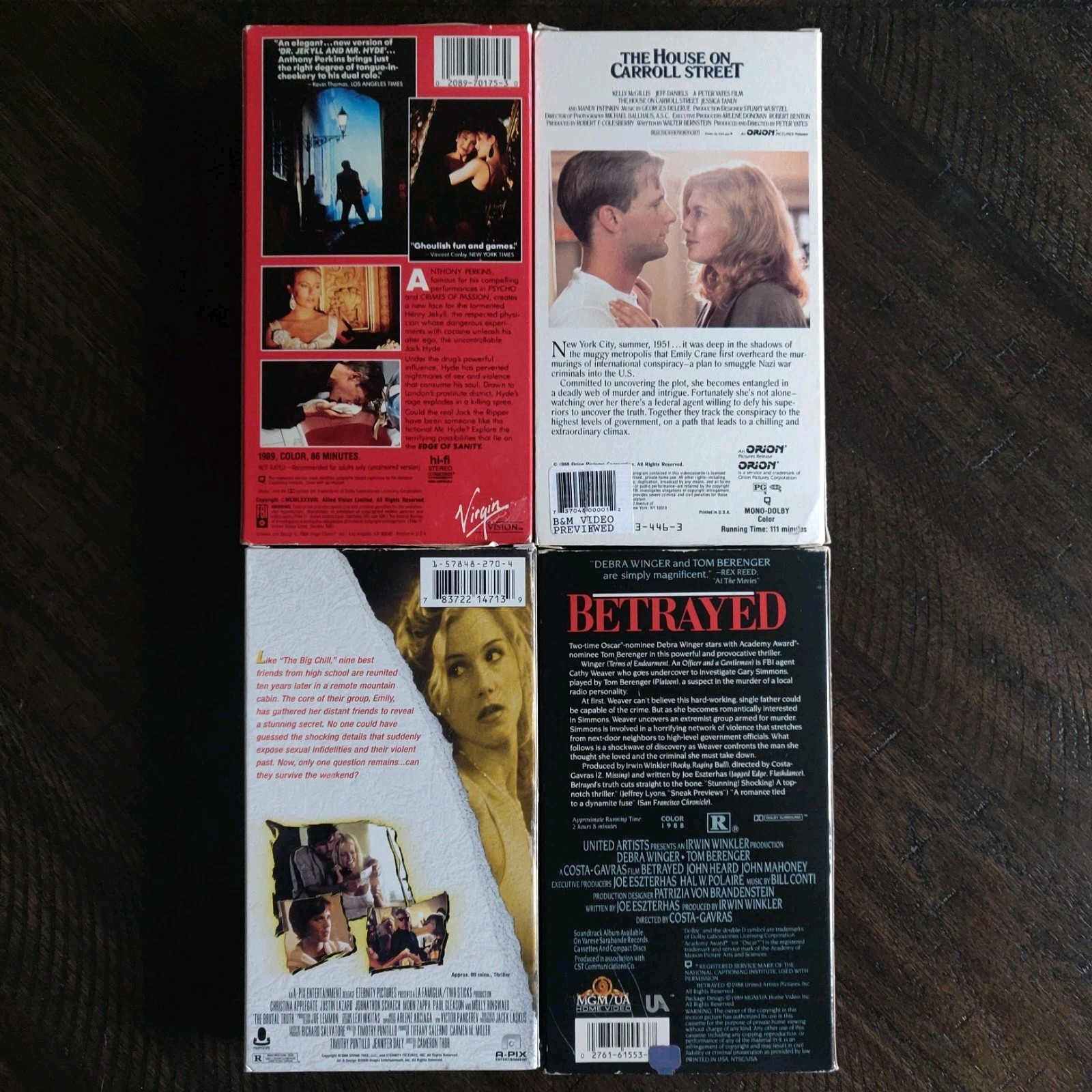 4 VHS Lot/Bundle Edge of Sanity Anthony Perkins Brutal Truth Betrayed Carroll