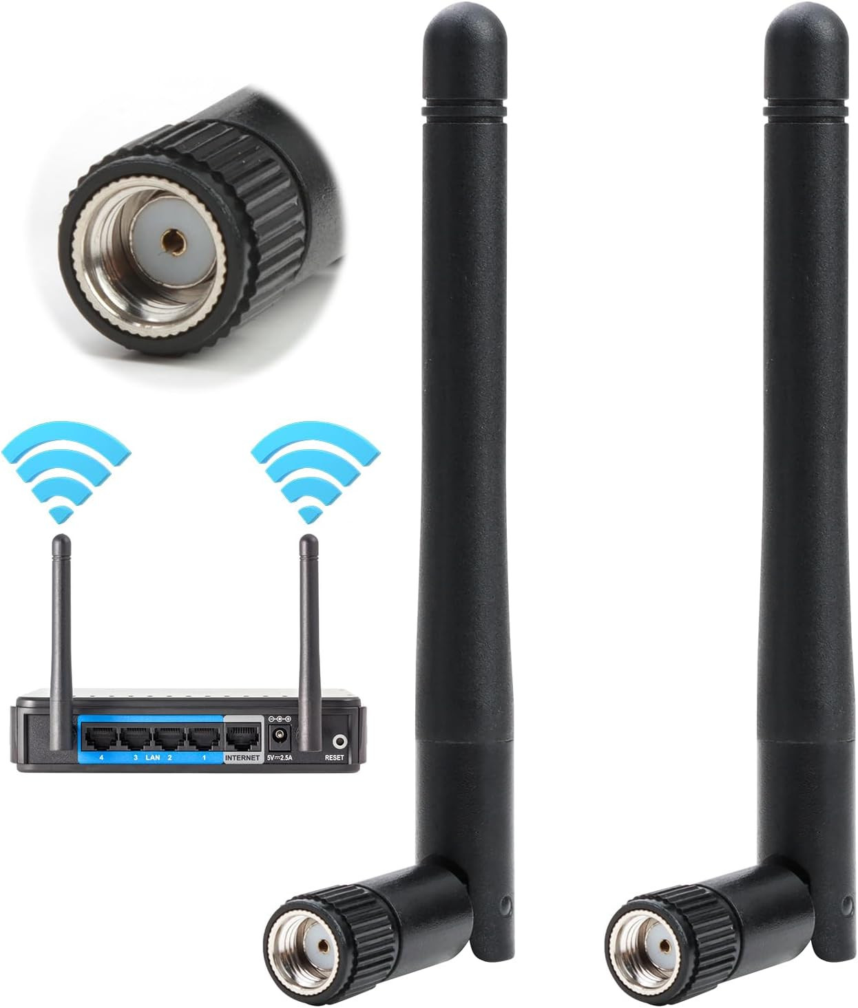 100X RP-SMA Antenna for WiFi 2.4GHz 5Ghz Wireless Router or Card Female Pin LOT