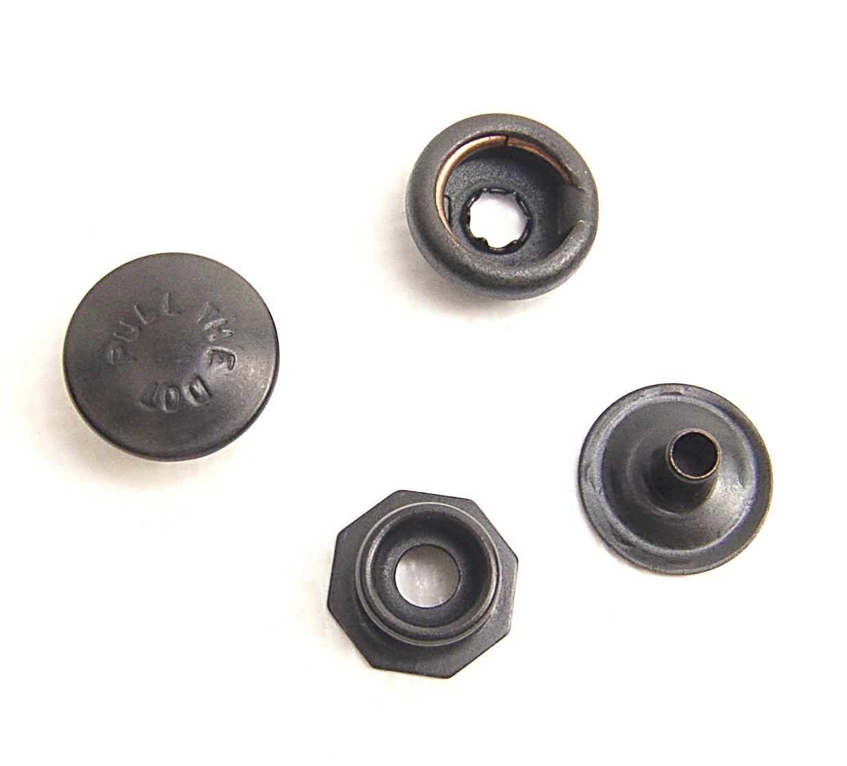 Pull The Dot Snap Fastener, Government Black Finish, 10 Piece Set