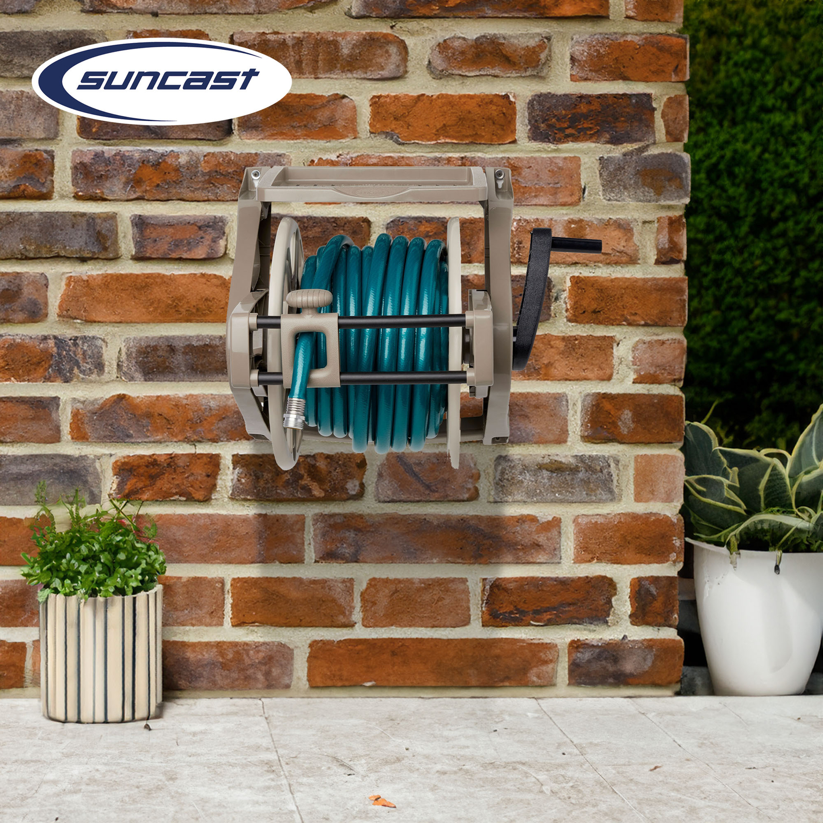 Suncast Slide Trak Hose Handler 175' Wall Mounted Hose Reel