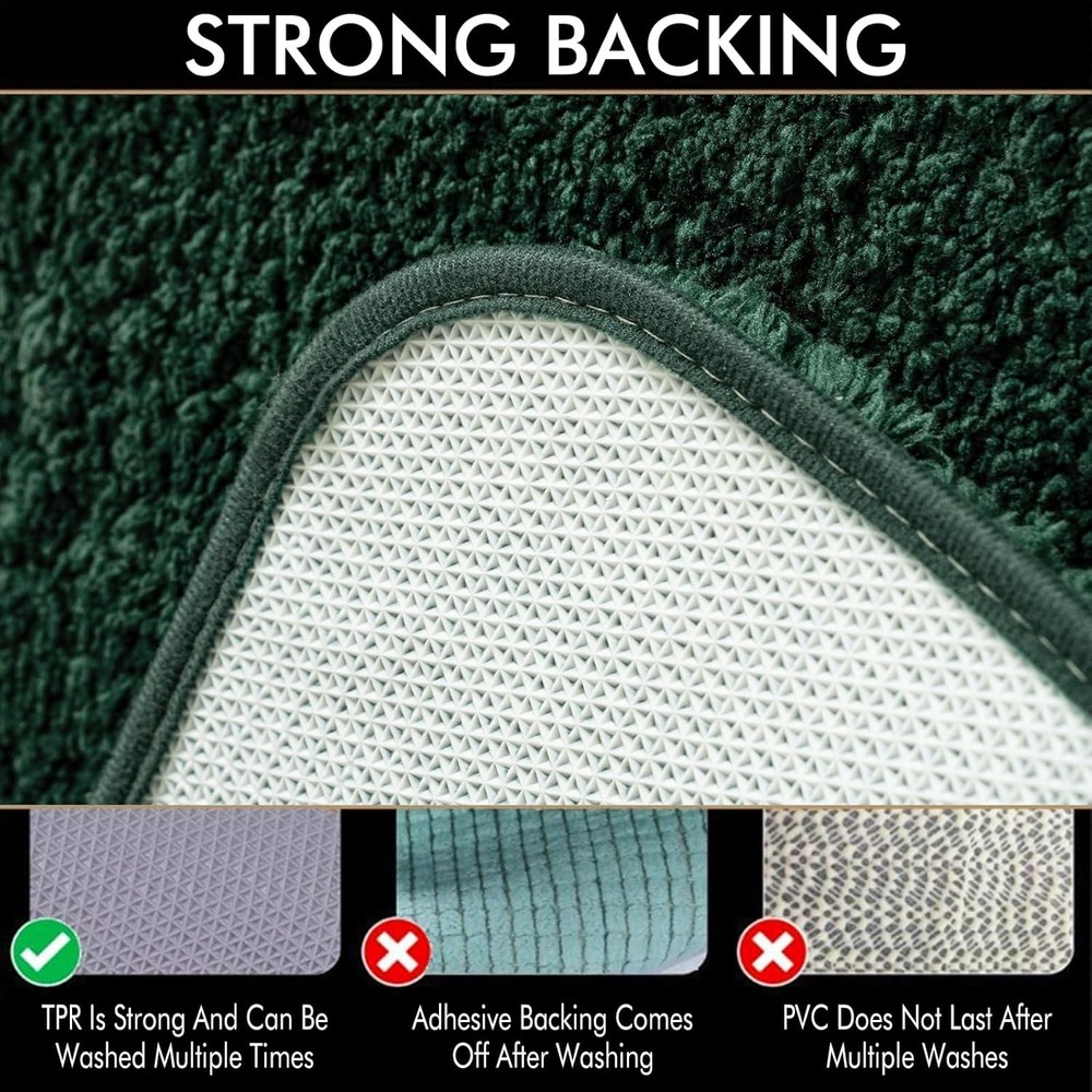MIULEE Dark Green Absorbent Bath Rugs, 1'8" x 2'6" (Rectangular),