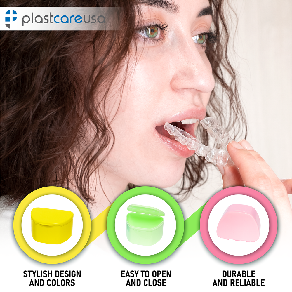 White 80 Pack Bulk Denture Case Bath Holders for Retainers Teeth Guards (Sealed)