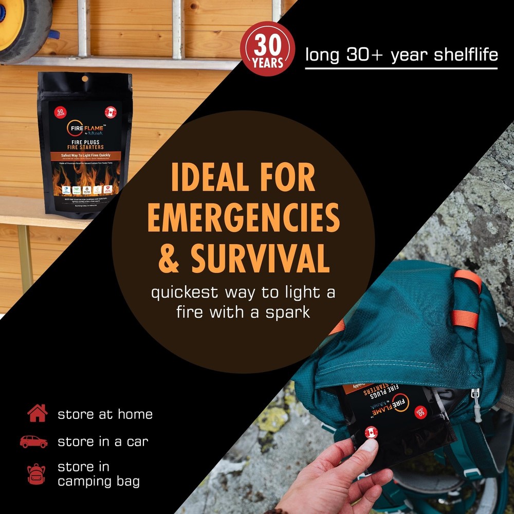 FireFlame Fire Plugs Fire Starter - Quick Instant 100% Waterproof All-Purpose...