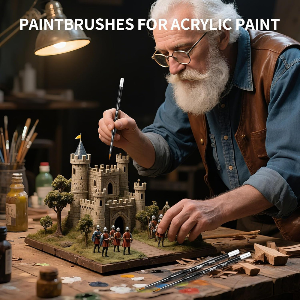 21 Pcs Micro Paint Brushes Set Miniature Brushes with Triangular Handles for Art