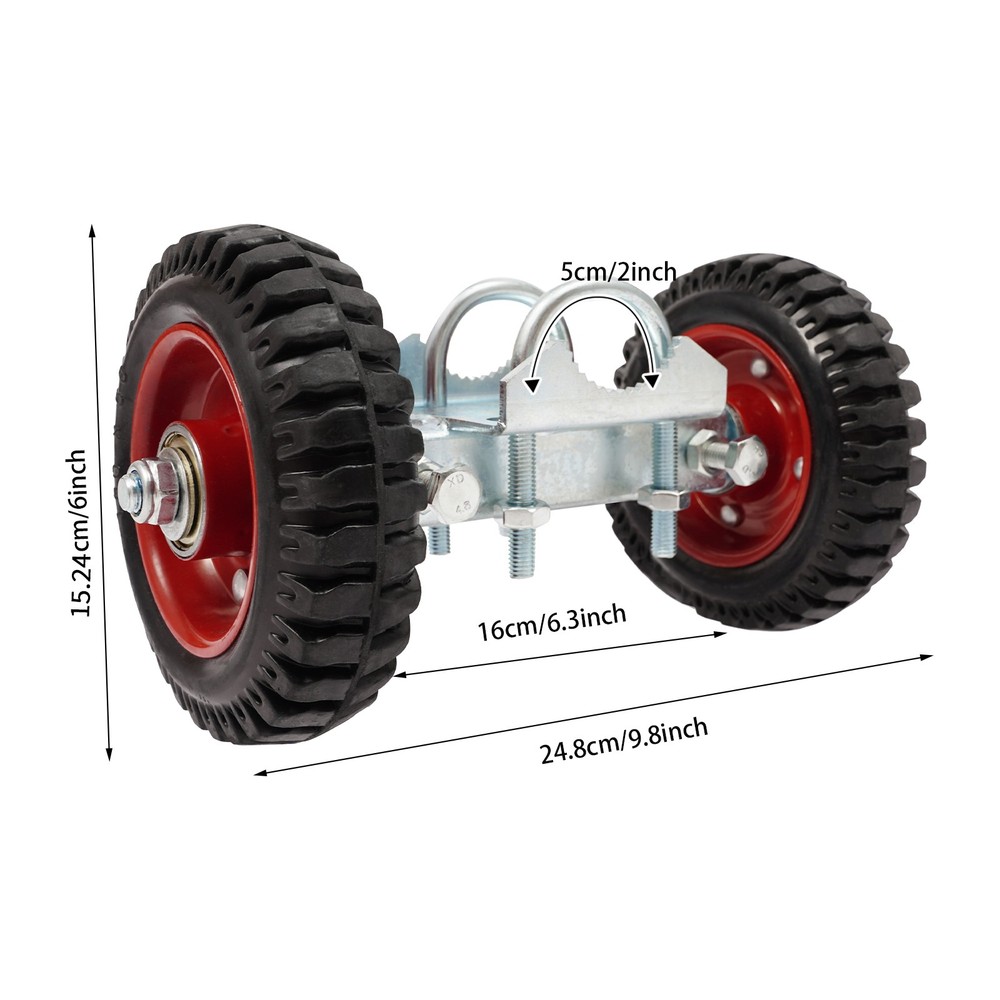 6'' Heavy-Duty Rubber Gate Rollers with Double-U Bolts (2-Pack)
