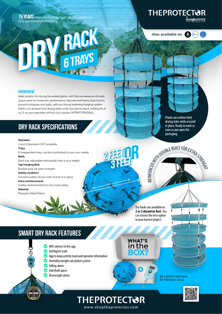 THEPROTECTOR Drying Kit Drying Net 2FT With Scale + Mositure Meter Harvest Tool