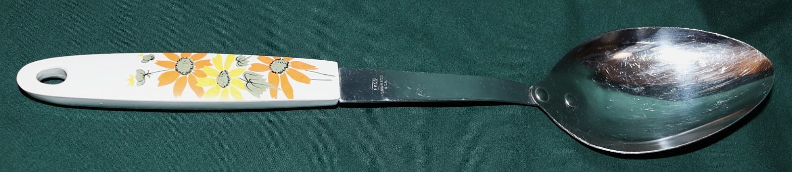 2 Vintage Ekco Country Garden Floral Kitchen Utensils Serving Spoon & Masher