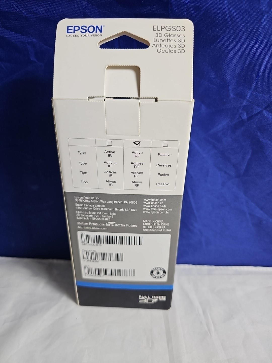 Epson ELPGS03 Active 3D Glasses In Box