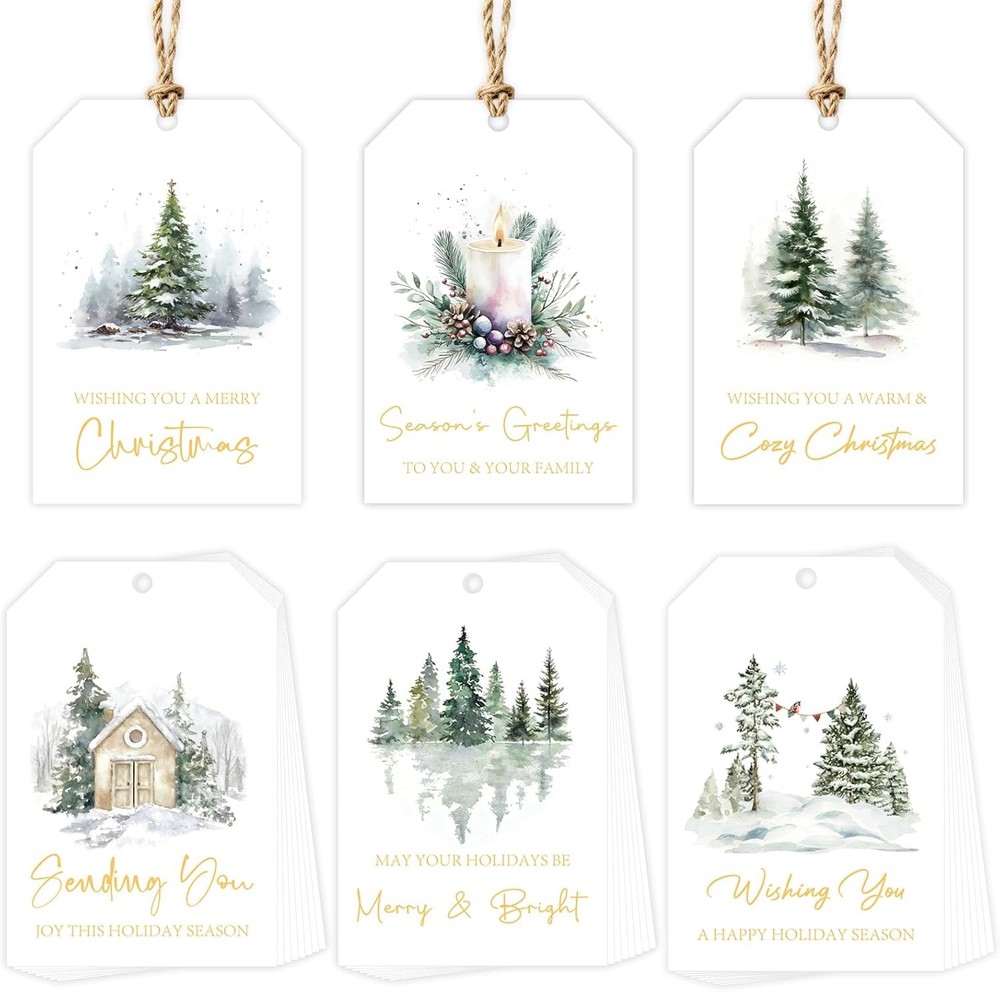 48 Pc Modern Christmas Gift Tags with String