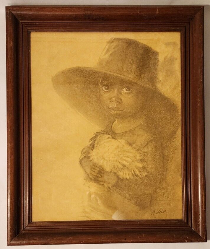 ORIGINAL MARILYN ZAPP DRAWING OF AN BLACK CHILD 16 X 20
