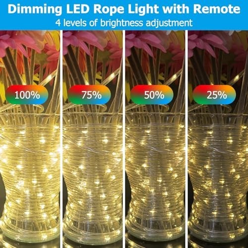 100ft Waterproof Color Changing Rope Lights, 149 Modes LED String Lights for Ind
