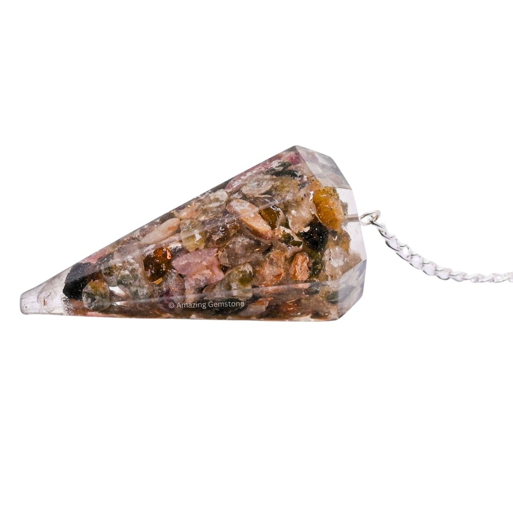 Multi Tourmaline Orgone Crystal Pendulums
