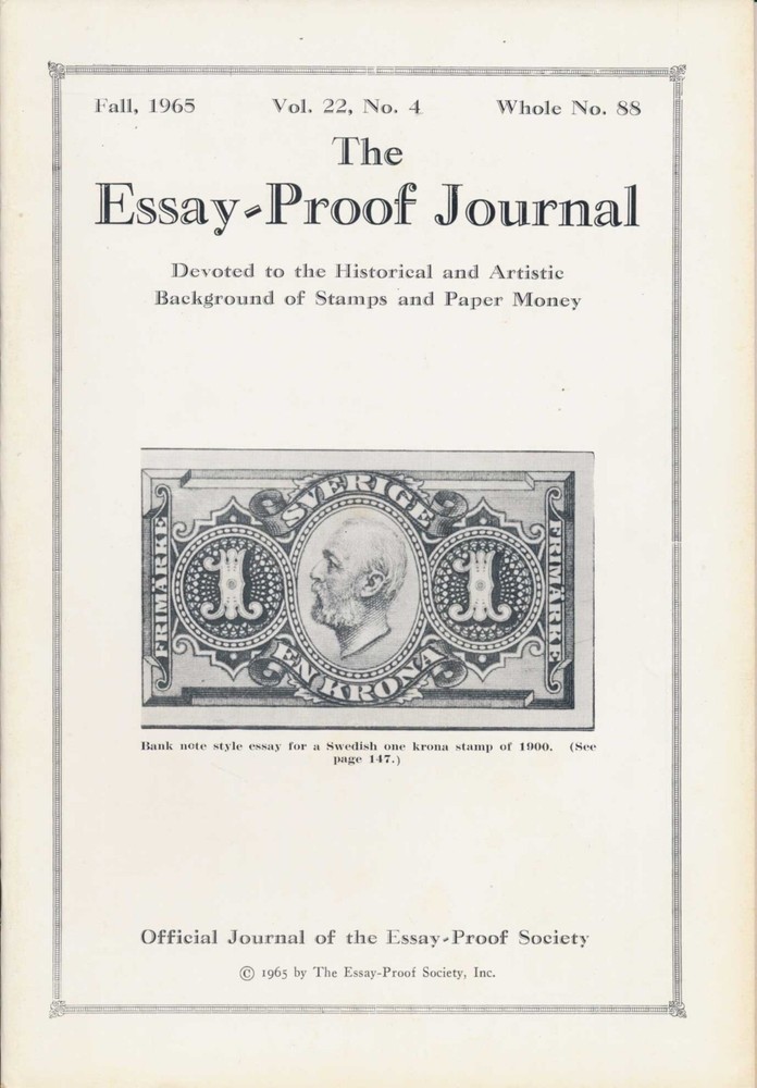 Essay Proof Journal, Fall 1965 Vol. 22 No. 4, Swedish Portrait stamps