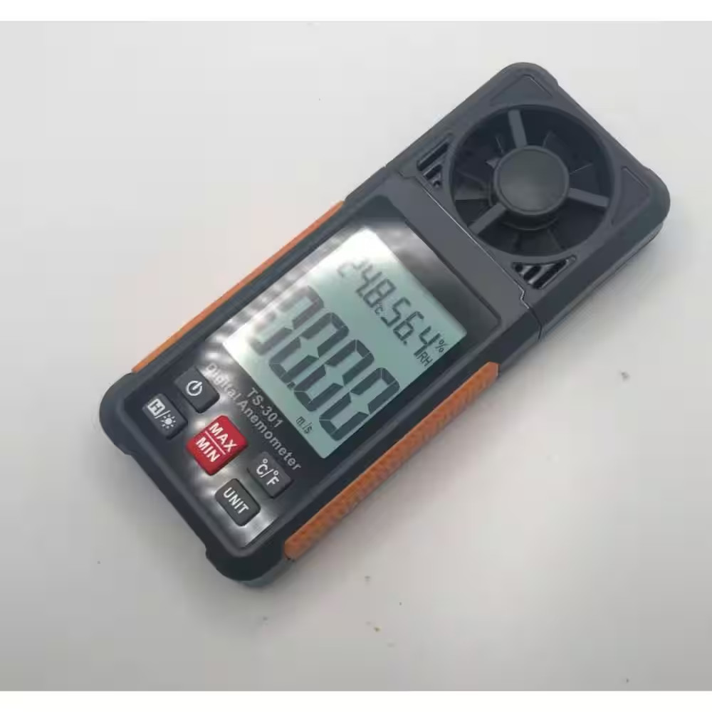 Backlit LCD Display Digital Anemometer with Temperature and Humidity, Wind Speed