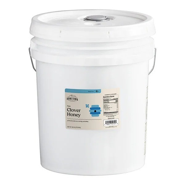 Pure Clover Honey 60 Lb Bulk 5 Gallon Pail Kosher Gluten-Free Commercial Bulk