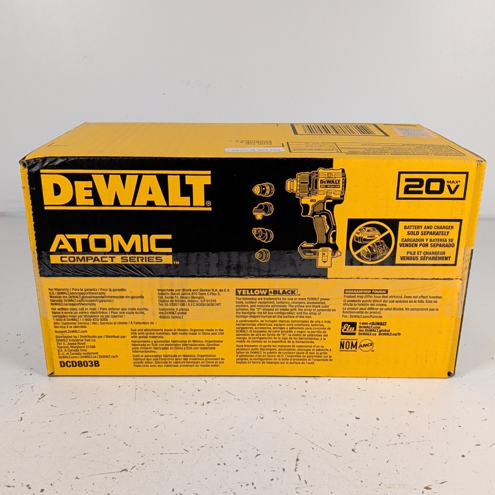 DeWalt DCD803B ATOMIC 20V MAX 1/2" Brushless Multi-Head Drill Driver NEW
