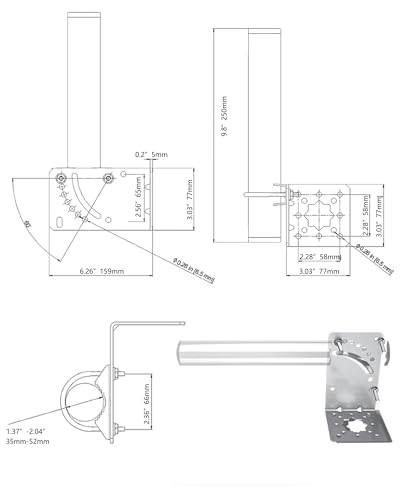 Adjustable Wall-Mounted Antenna Mount Bracket with Heavy Duty Bracket