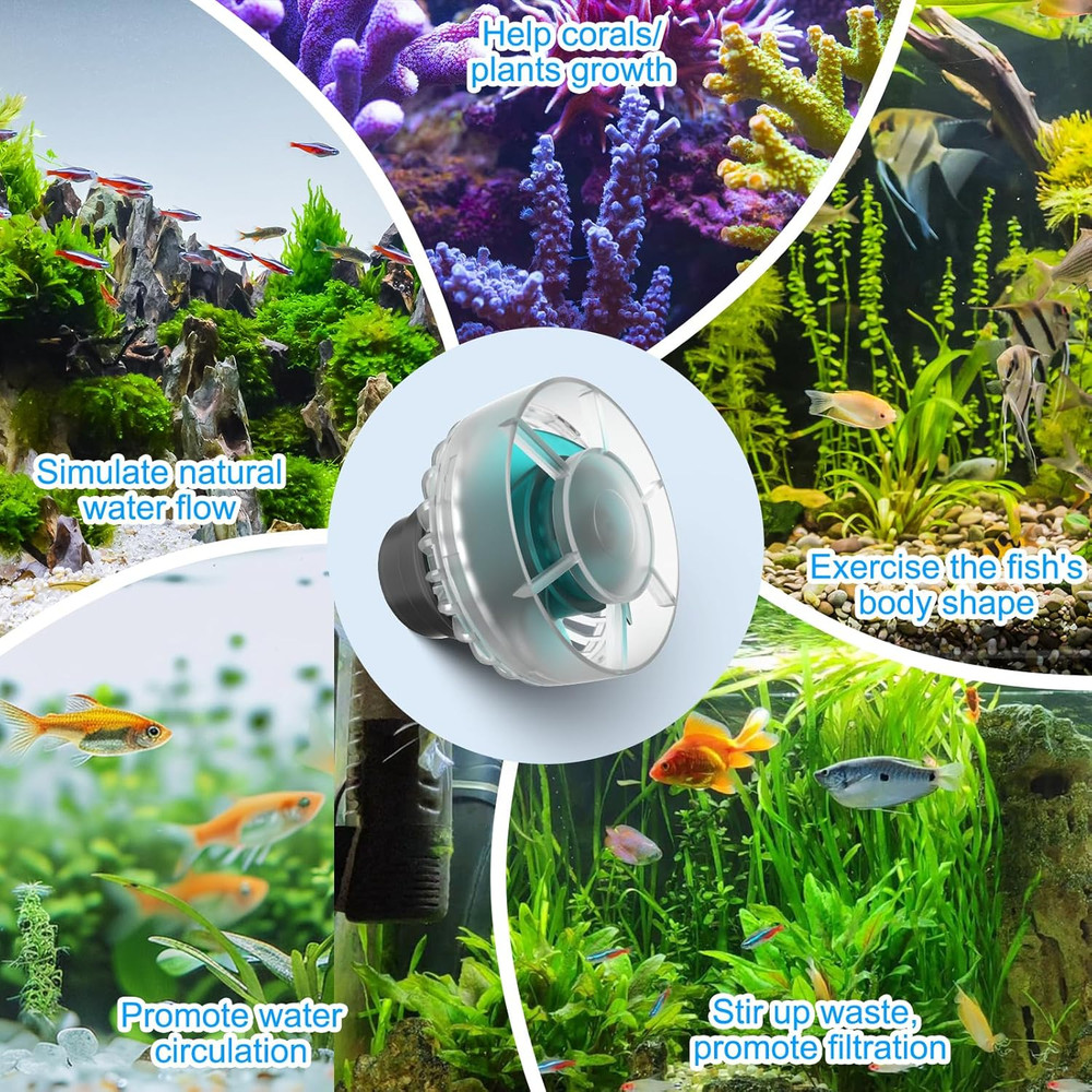 Mini Wave Maker for Aquarium, Ultra-Quiet Transparent Wavemaker with Controller,