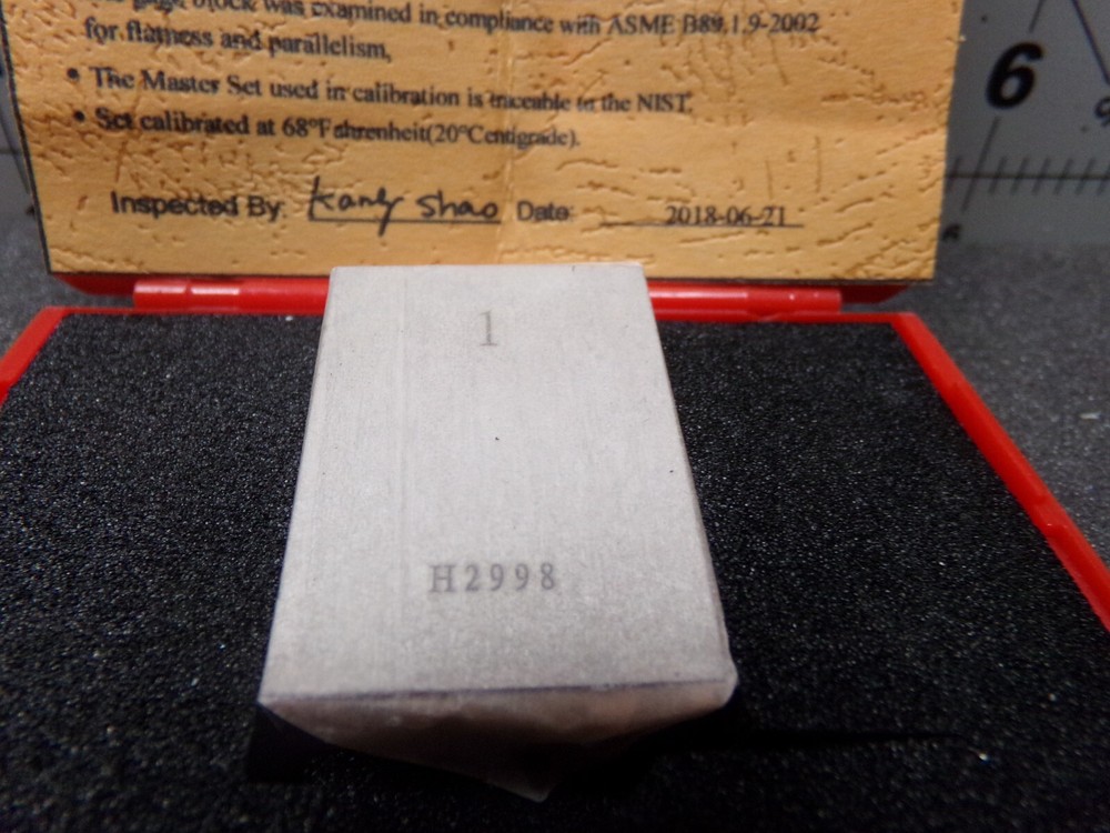 1" Rectangular Steel Gage Block Accuracy Grade AS-1, Includes NIST (C)