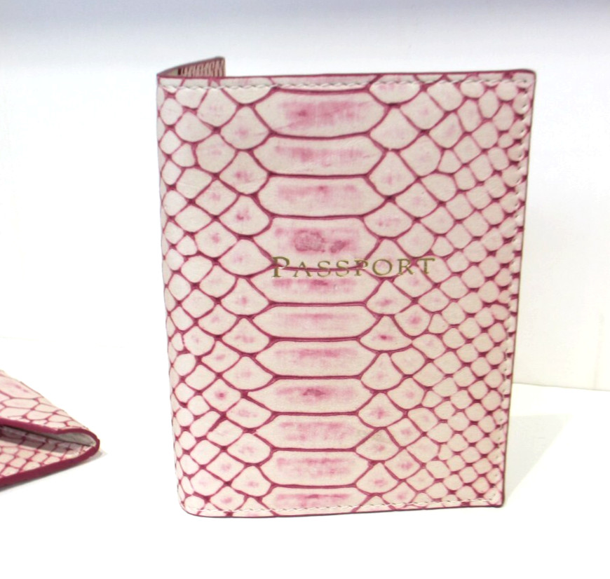 Passport Cover Leather Graphic Image Python Embossed PINK